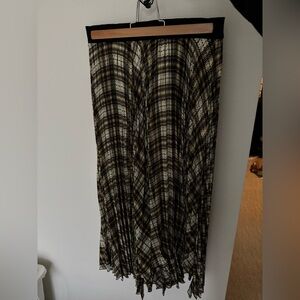 Maje Plaid Midi Skirt